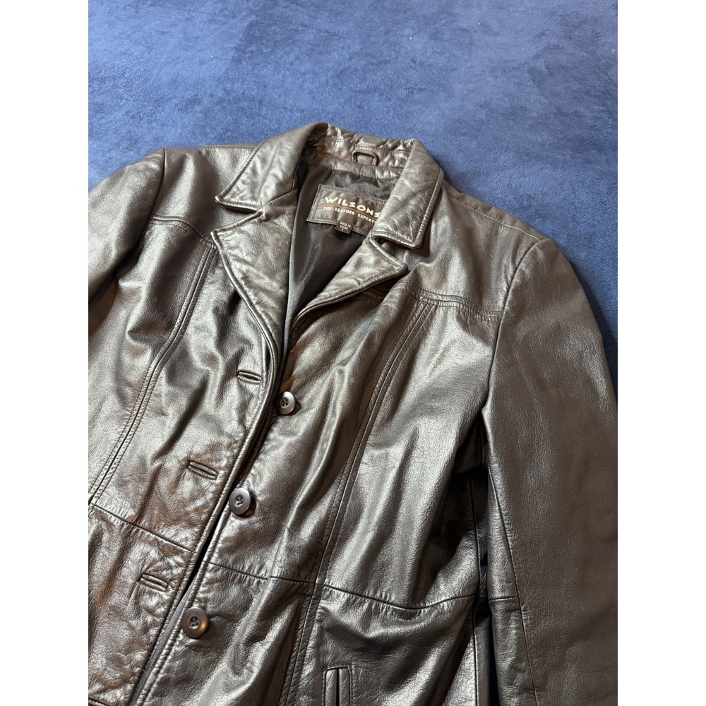 Vintage Wilsons Leather Black Leather Blazer Womens Large Jacket RN 69426